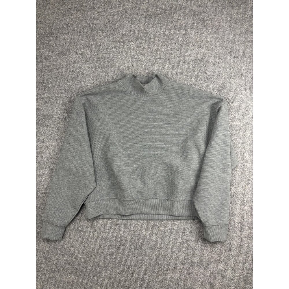 CALIA Sweatshirt Womens Medium Gray Mock Neck Fleece Pullover Cropped Relaxed